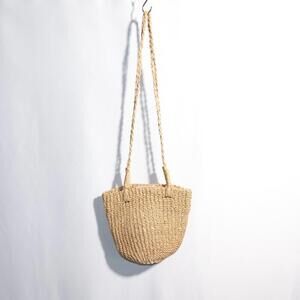 Woven Straw‎ Crossbody Bag Purse Coastal Beachy Boho Nautical Hook and Loop Tan